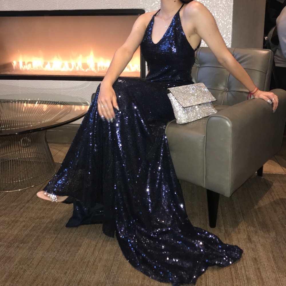 Navy Sequin Mermaid Gown